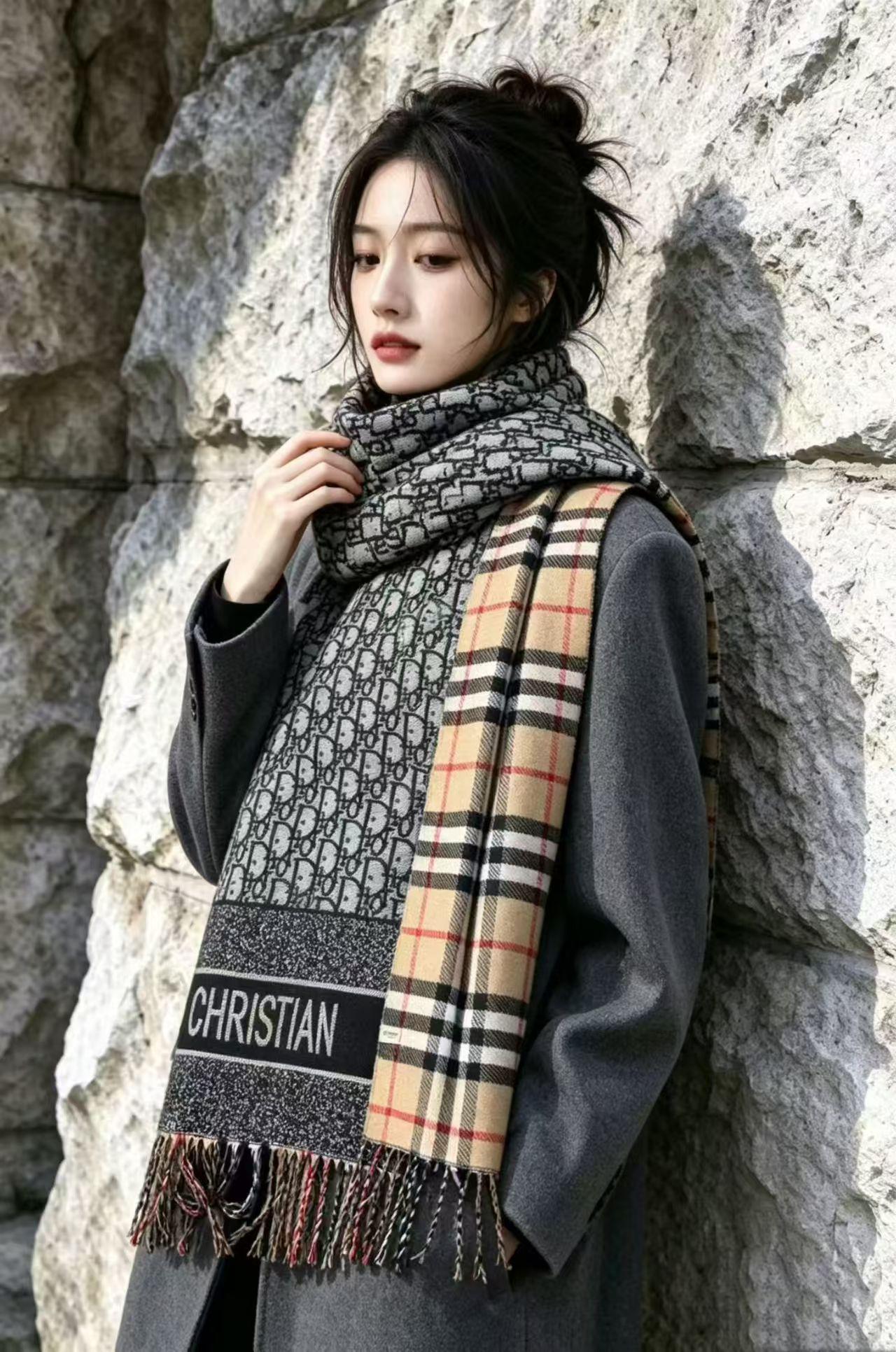 오블리크 체크 하프 디자인 머플러/도매문의